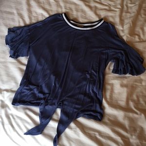 Blue frilled blouse tee shirt
